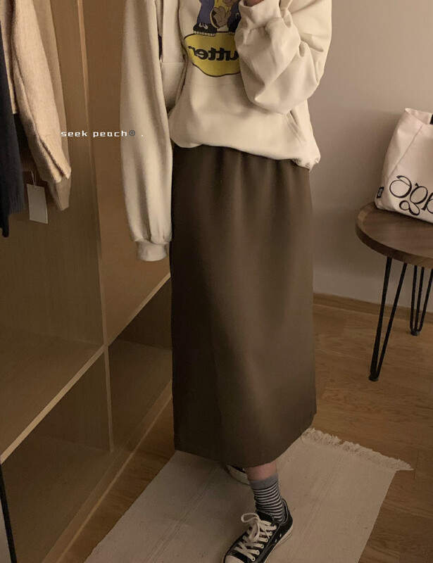 New in autumn!【SEEK PEACH】Casual simple and comfortable skirt 5680# L