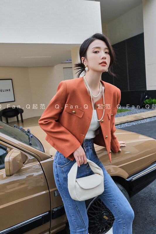New in early autumn! [Fan] Xiaoxiang fabric simple short coat 80199# JHY