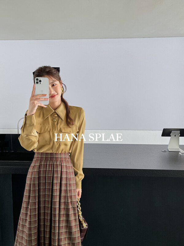 [HANNA Hanna] [Hanna] Retro British plaid skirt 2022 new autumn skirt H3375