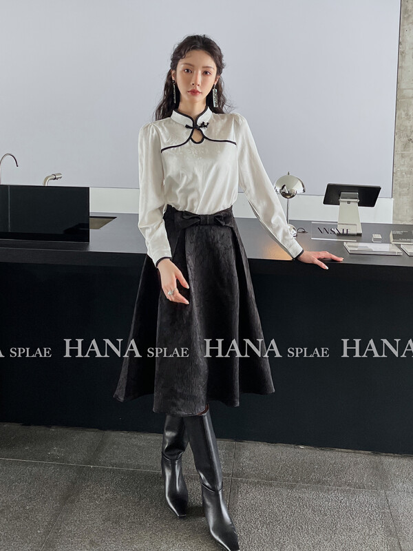 [HANNA Hanna] [Hanna] New Chinese A-line skirt 2022 new autumn skirt H3377