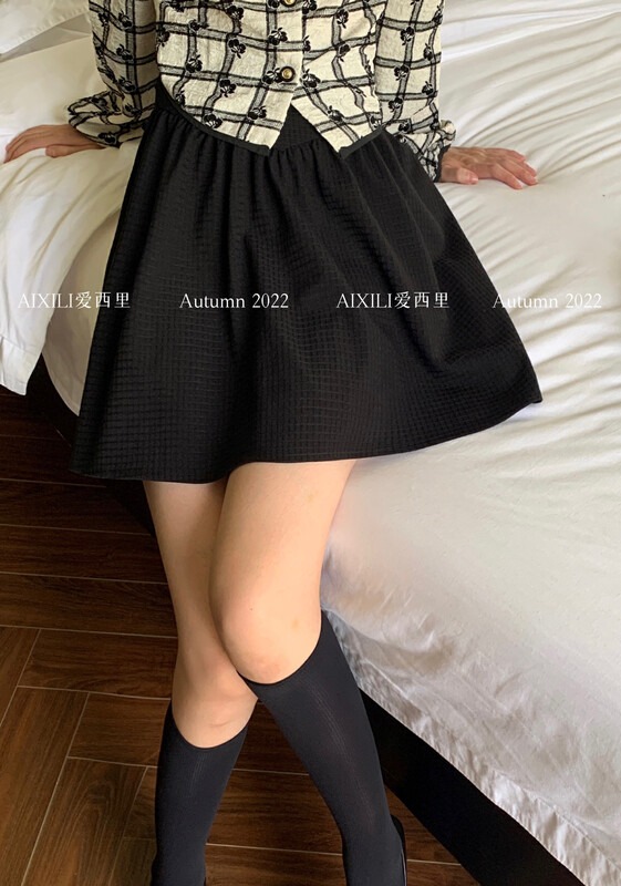 [AIXILI Aixili] Mid-waist slim and temperament skirt and skirt rear zipper 7125