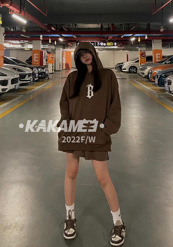 Original price 178.99! [KAKAMEE] American retro hooded high street two-piece suit 5196