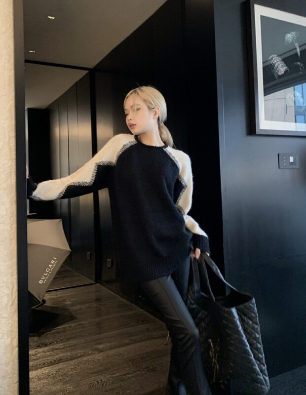 New for winter!  【SAVAGE】Contrast color loose design warm sweater S1081# WPL