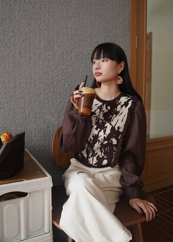 【NEIHE】Retro Hong Kong-style fungus edge stitching shirt 88110# JHY