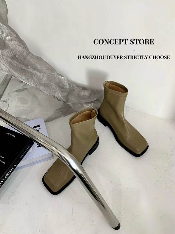 New in autumn!  [Concept Store - Object Reverse] Square Toe Design Breathable All-match Short Boots ST-8011# CHO