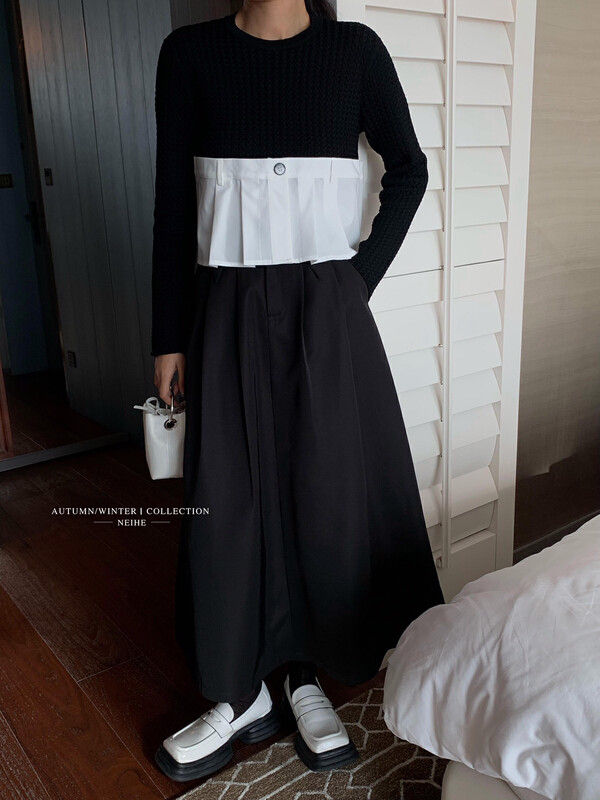 【NEIHE】Solid color basic all-match skirt 88069# JHY