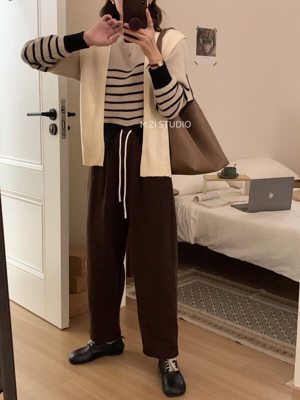 New in winter! [M.ZI STUDIO] elastic waist loose cartoon casual pants 952# HBX
