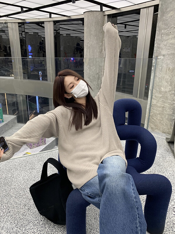 New in autumn!【SAVAGE】Korean version of solid color loose and lazy warm sweater S1006# WPL