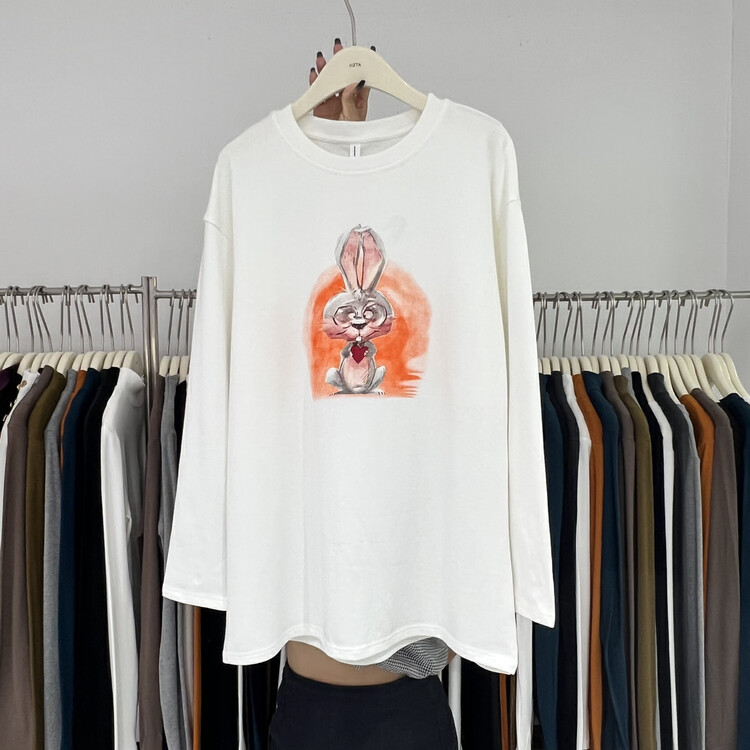 [TA+] Round neck cartoon print long-sleeved T-shirt 657# L