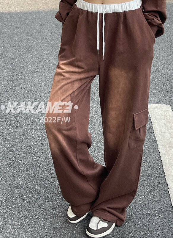 Original price 98.99! [KAKAMEE] Gradient elastic waist drawstring casual pants floor mopping pants women's casual pants loose and thin overalls long pants N68