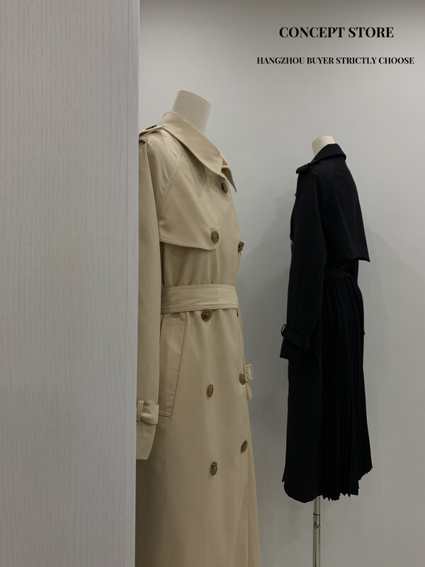 Autumn is new! [Concept Store - Object Reverse] British Style Double Breasted Mid-Length Windbreaker (with Belt + Cuff) AEJ-6816# CHO