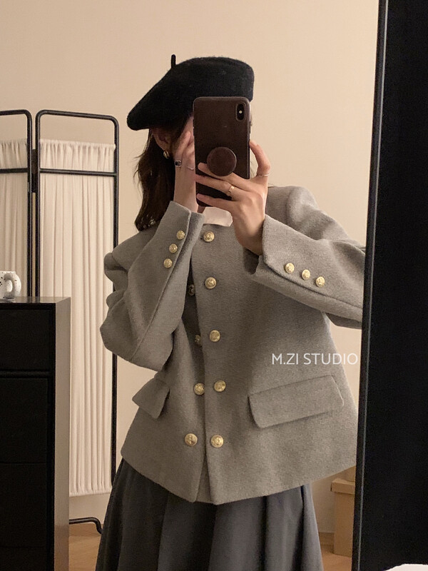【M.ZI STUDIO】Korean Style Small Fragrance Short Jacket 12119# HBX