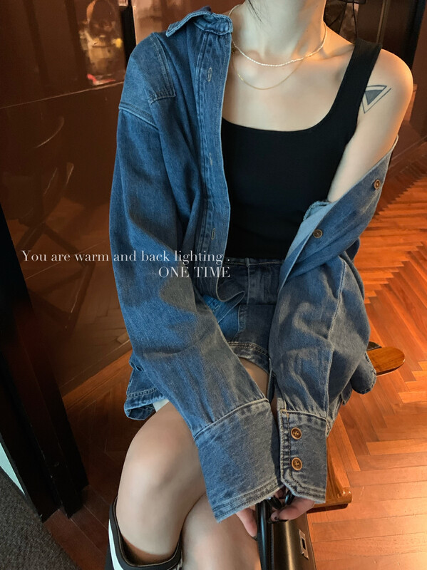 New in autumn! [ONE TIME] Square neck ice silk all-match fashion vest/sling 27056-2# JHY