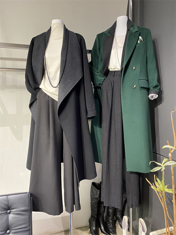 [Concept Store - Object Reverse] Temperament Loose Mid-Length Wool Jacket (With Belt) (Containing 95% Wool, Containing 5% Cashmere) FQW-SL210# MX