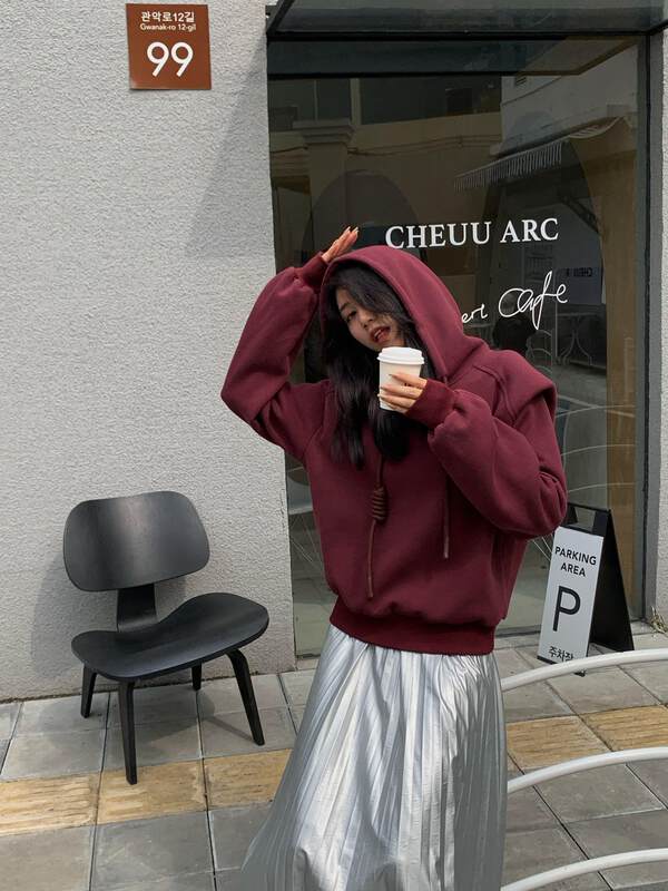 【NEIHE】Simple Loose Hooded Pullover Long Sleeve Sweater Sweater 6237