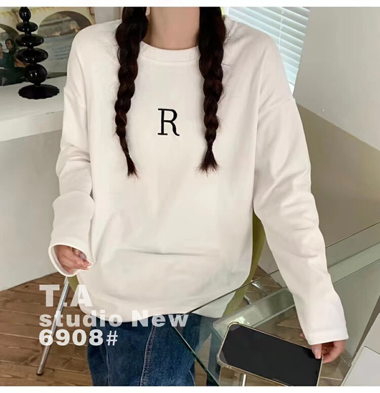 New in autumn! [TA+] Simple letter medium long long sleeve T-shirt T6908# L