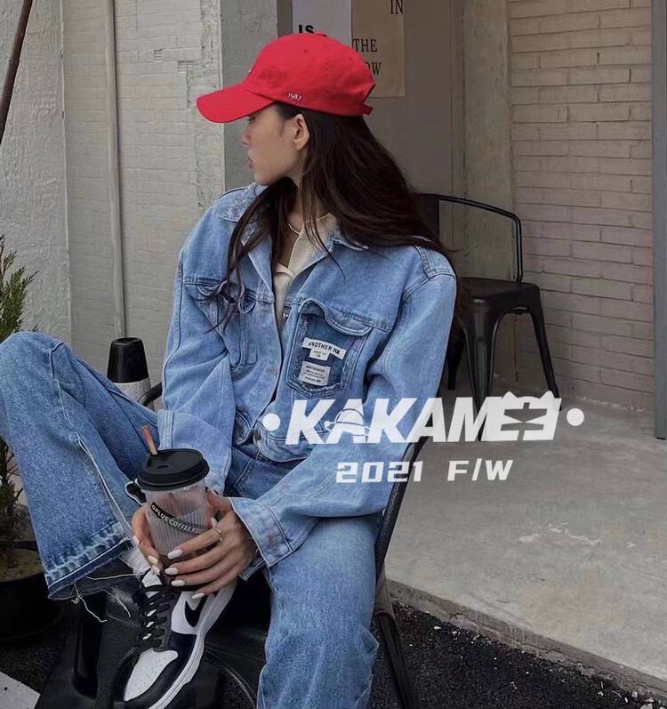 Original price 111.97! 【KAKAMEE】Korean Lapel Versatile Denim Jacket F3176