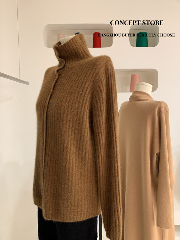 [Concept Store - Object Reverse] High Neck Button Design Casual Warm Sweater (Containing 35% Wool) YF-45-2828# CHO