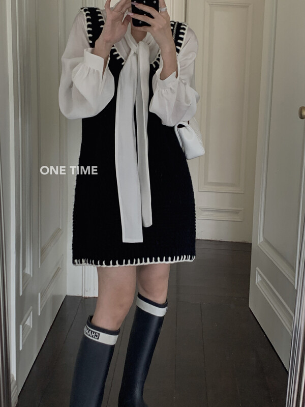【ONE TIME】Small Fragrance Handmade Hook Line Vest Dress OT7669# JHY