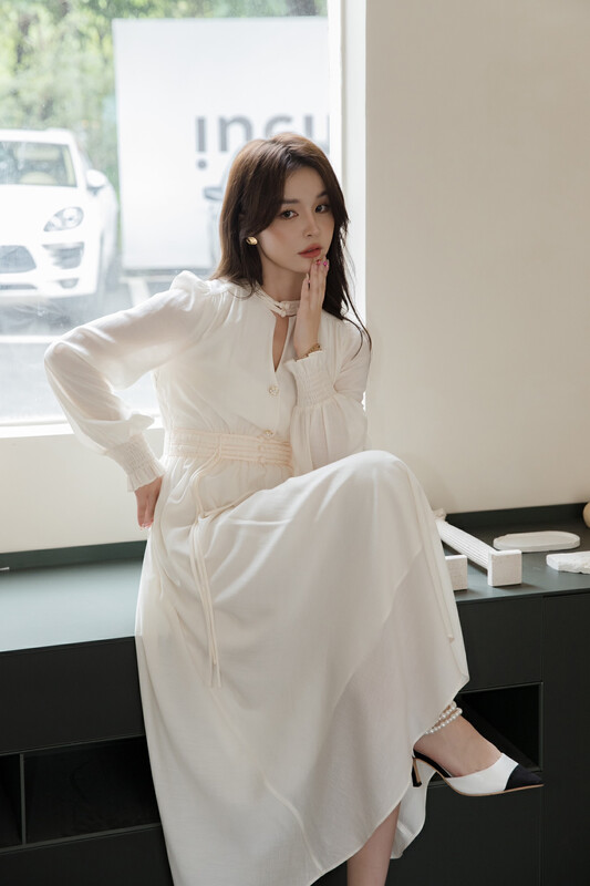 New in autumn!【MI2(N:AA)】Elegant retro puff sleeve dress A3476# JJ