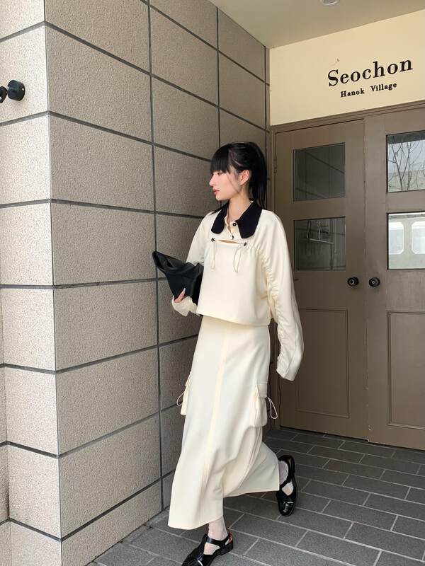 【NEIHE】Tooling large pocket design casual skirt skirt 6186# JHY