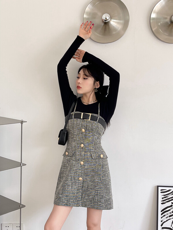 Autumn is new! [MI2 (N: AA)] Simple knitted sweater + slim strap skirt two-piece suit (with belt) A3484# JJ