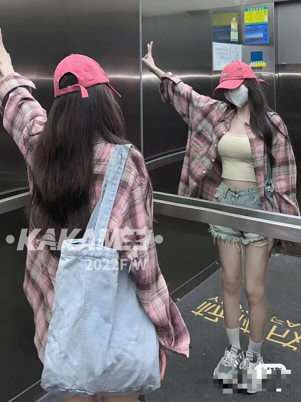 【KAKAMEE】Vintage Art Labeling Pink Shirt 5172# CQW