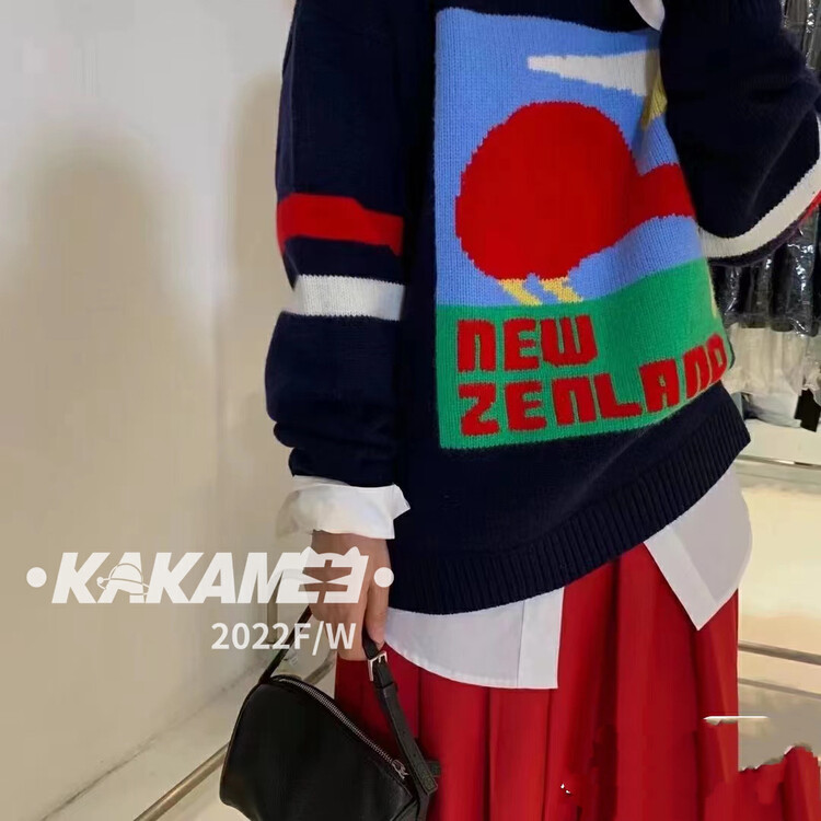 【KAKAMEE】painting works anti-static arctic fleece pullover sweater sweater double layer fabric N1957