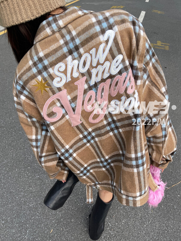 [KAKAMEE] American retro tartan brushed jacket (lined) short coat 5199