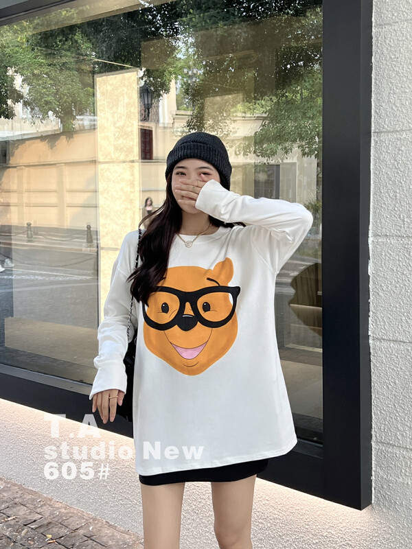New in autumn! [TA+] Printed all-match Korean version long-sleeved T-shirt A605# L