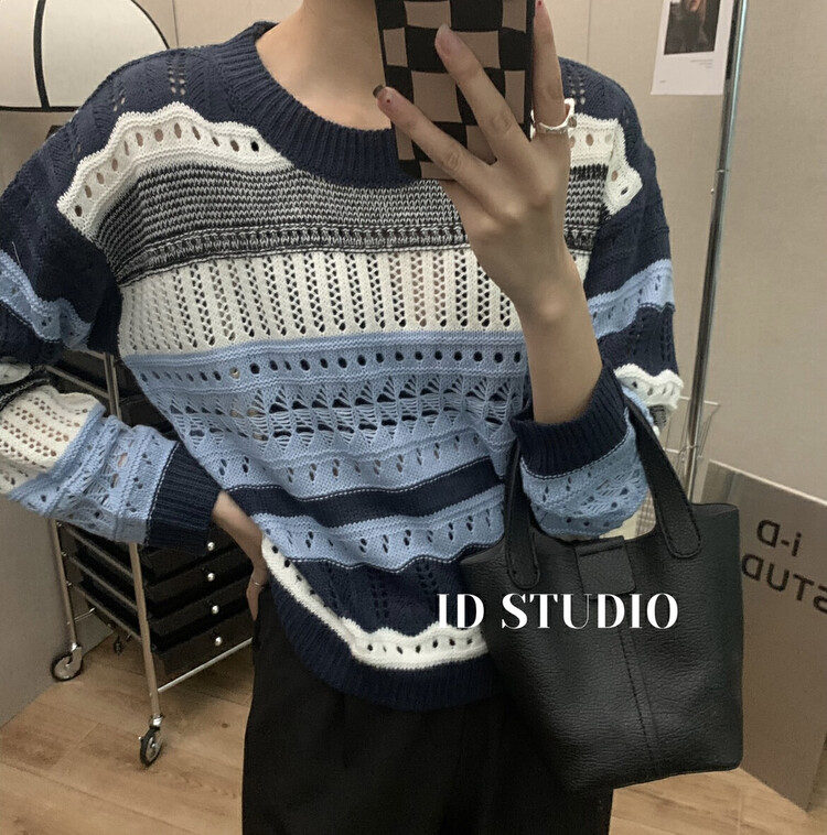 【I-D】Round Neck Versatile Pullover Warm Sweater 3141Y# L