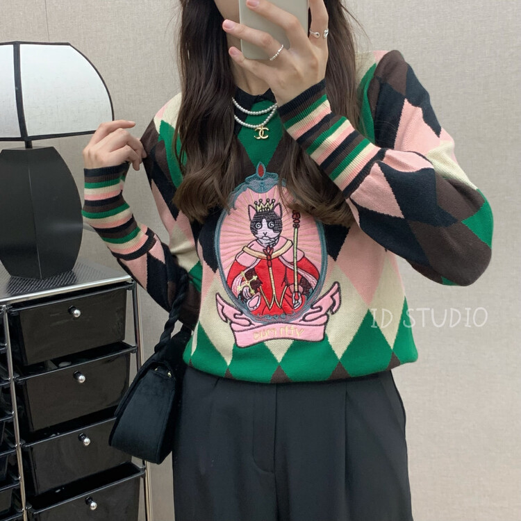 【I-D】All-match pullover embroidered Korean style warm sweater 3250# L