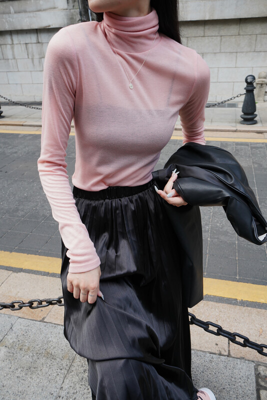【NEIHE】Imitation Tencel turtleneck T-shirt long-sleeved bottoming shirt bottoming shirt 88106# JHY
