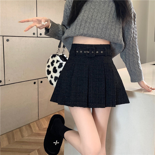 Real auction real price 2022 Xiaoxiangfeng pink pleated skirt women's autumn and winter new style thin all-match A-line skirt