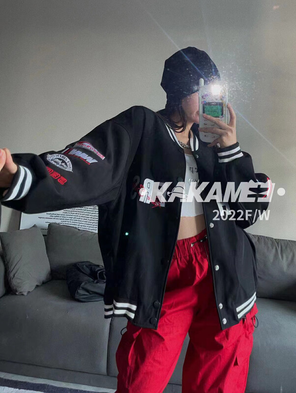 【KAKAMEE】Boyfriend Wind Heavy Industry Embroidered Baseball Jacket 3802