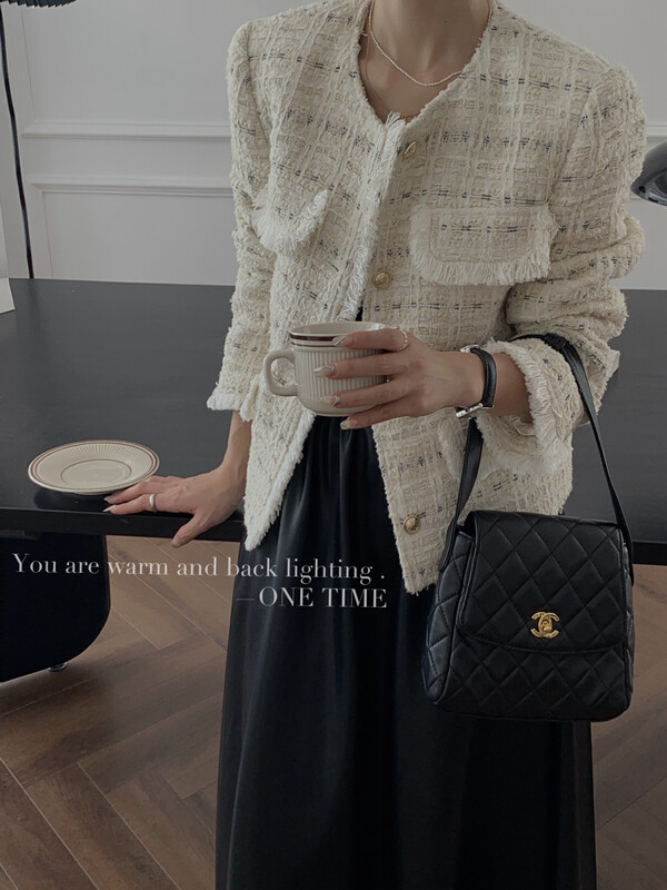 Original price 178.99! New in autumn!  【ONE TIME】Small Fragrance Round Neck Single Breasted Short Jacket DD3331# JHY