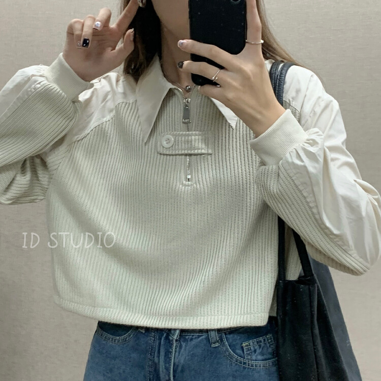 秋款上新!【I-D】韓版拼接時尚氣質襯衫  8397#  L