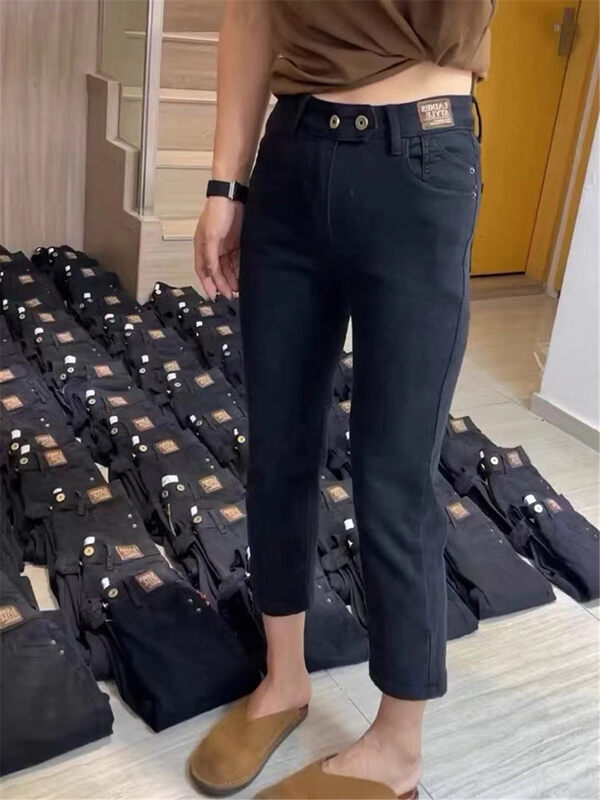 New in winter! [Su Xinlan/YOUMO] Labeled fashion fleece casual jeans 13825# LSL