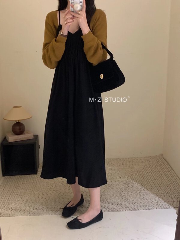 New in early autumn! [M.ZI STUDIO] Temperament and slim suspender dress 16229# HBX