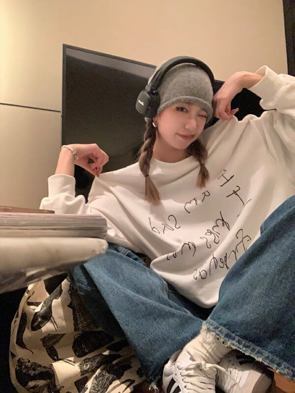 New in winter! [SAVAGE] Versatile round neck letter print loose sweater S1105# WPL
