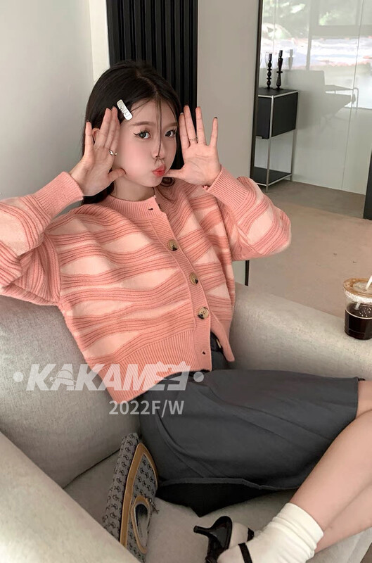 【KAKAMEE】Japanese Lazy Retro Sweater Cardigan Knit Cardigan B091