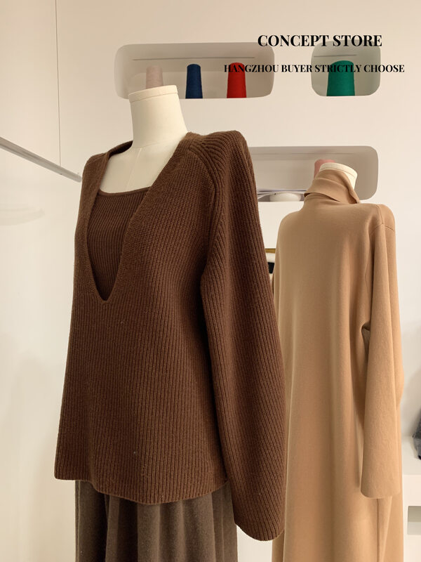 [Concept Store - Object Reverse] Simple inner vest + pullover casual sweater set (including 100% wool) YF-9-2-5114# CHO