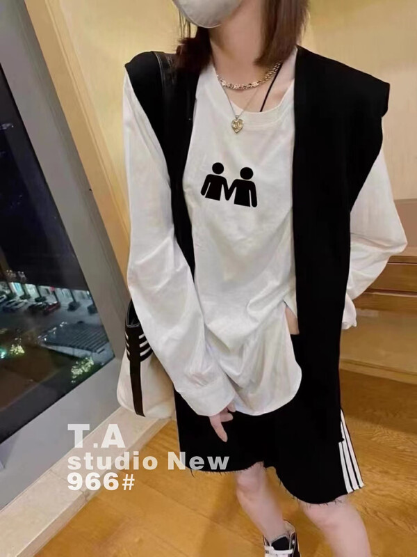 New in autumn! [TA+] Korean casual loose all-match long-sleeved T-shirt YS1-966# L