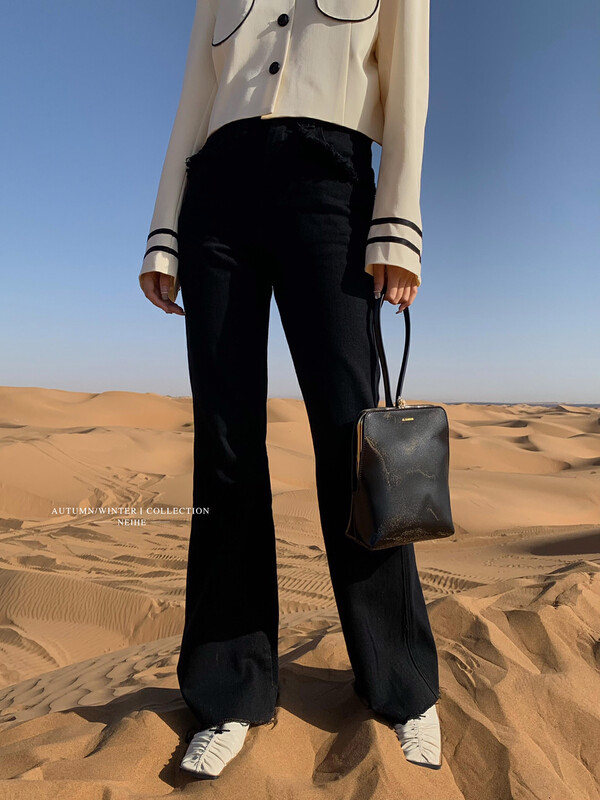 【NEIHE】High Waist Casual Jeans Flared Pants Casual Pants 88025