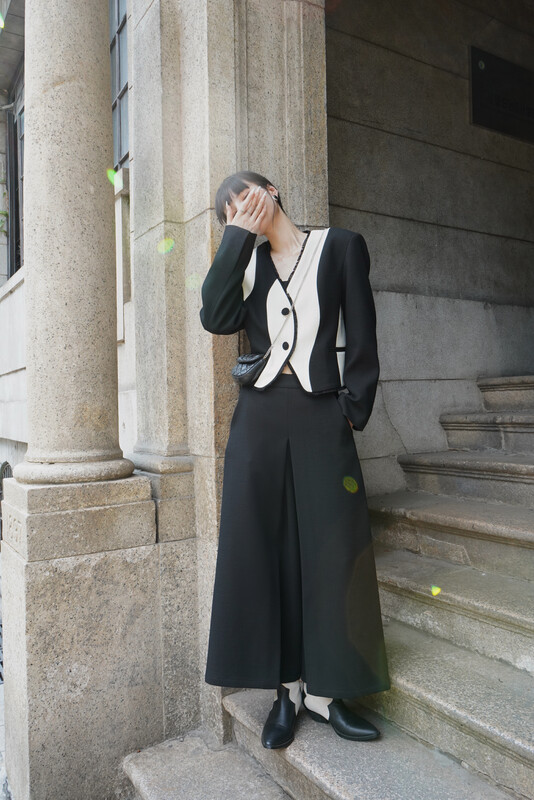 【NEIHE】High-waisted slim-fit wide-leg trousers casual pants 6227# JHY