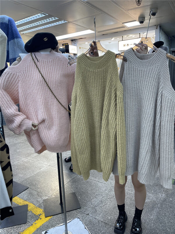 New autumn and winter! [Korean C home] niche design off-the-shoulder warm sweater 0782# PCZ