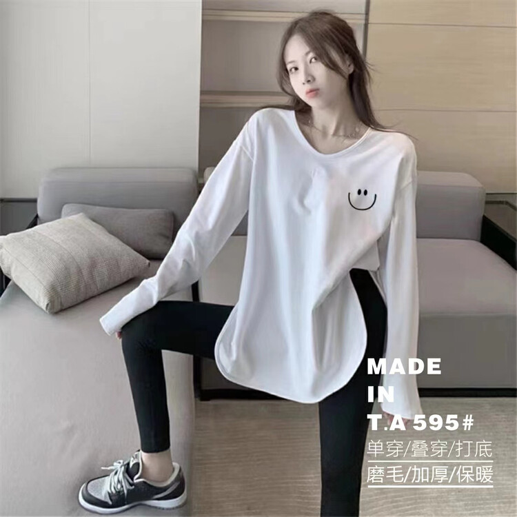 New in winter! [TA+] Simple and versatile loose long-sleeved T-shirt 595# L