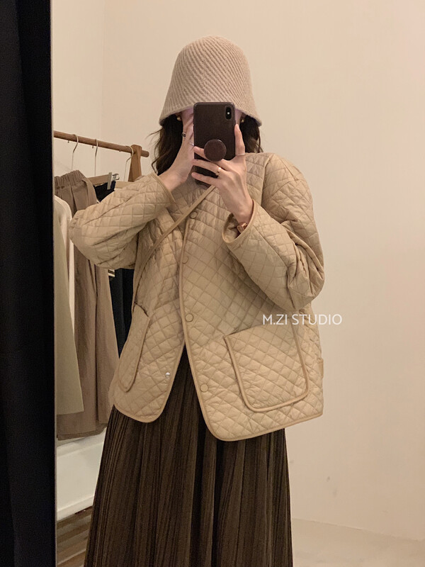 【M.ZI STUDIO】Loose single-breasted all-match warm padded jacket (with bag) 12113# HBX