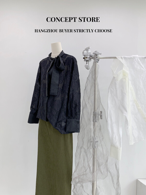 Autumn is new! [Concept Store - Object Reverse] Fashion Lace Up Long Sleeve Shirt KM-019# CHO