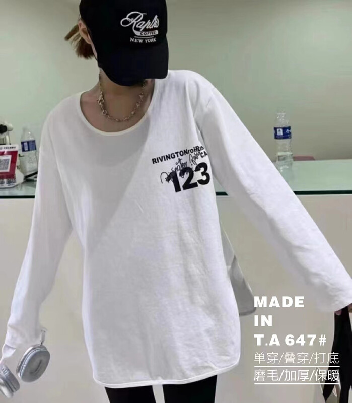 New in winter! [TA+] Casual loose printed long-sleeved T-shirt A647# L